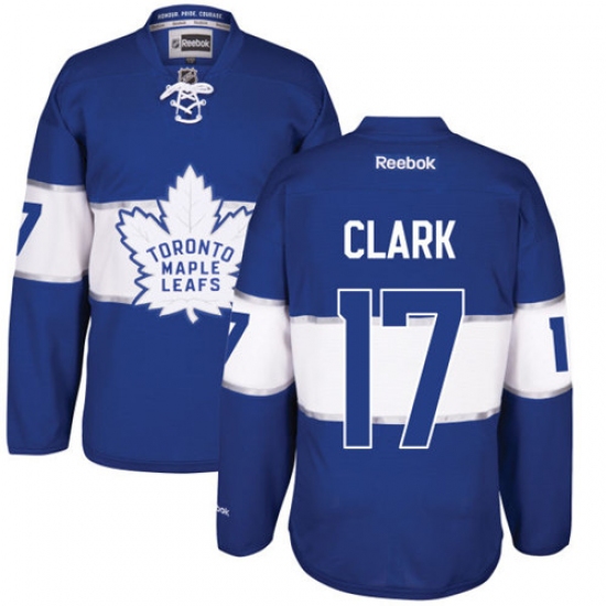 Men's Reebok Toronto Maple Leafs 17 Wendel Clark Authentic Royal Blue 2017 Centennial Classic NHL Jersey
