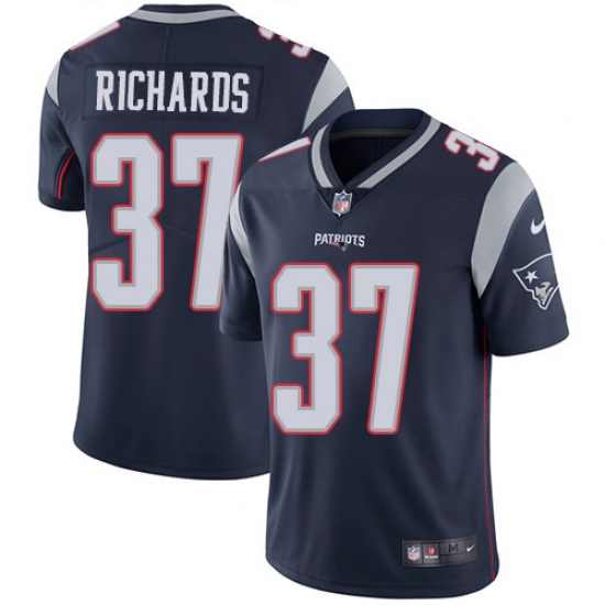 Youth Nike New England Patriots 37 Jordan Richards Navy Blue Team Color Vapor Untouchable Limited Player NFL Jersey