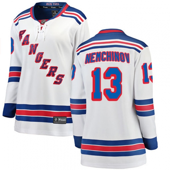 Women's New York Rangers 13 Sergei Nemchinov Fanatics Branded White Away Breakaway NHL Jersey