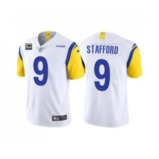 Men's Los Angeles Rams 2022 9 Matthew Stafford White With 4-star C Patch Stitched NFL Jersey