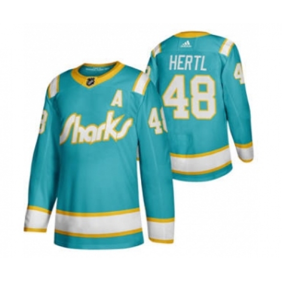 Men's San Jose Sharks 48 Tomas Hertl 2020 Throwback Authentic Player Hockey Jersey