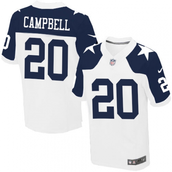 Men's Nike Dallas Cowboys 20 Ibraheim Campbell Elite White Throwback Alternate NFL Jersey