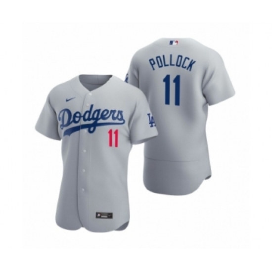 Men's Mlb Los Angeles Dodgers 11 A.J. Pollock Nike Gray Authentic 2020 Alternate Jersey