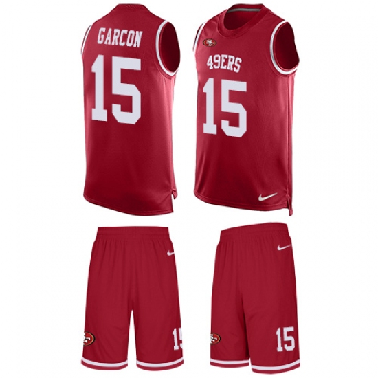 Men's Nike San Francisco 49ers 15 Pierre Garcon Limited Red Tank Top Suit NFL Jersey