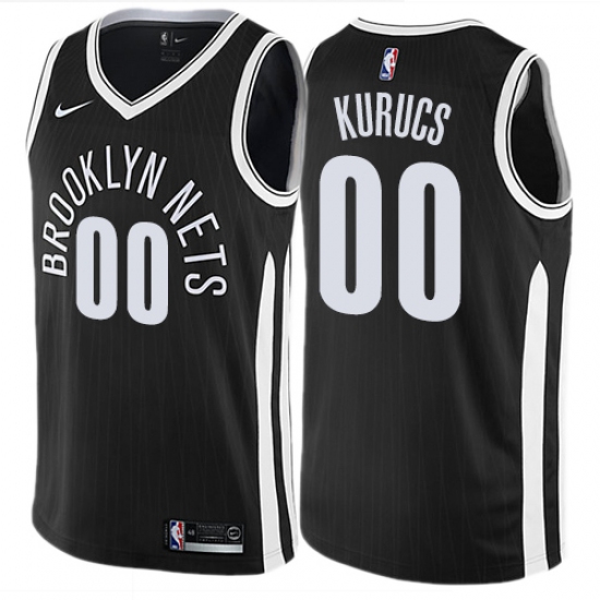 Women's Nike Brooklyn Nets 00 Rodions Kurucs Swingman Black NBA Jersey - City Edition