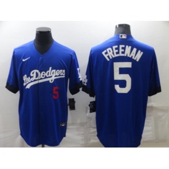 Youth Los Angeles Dodgers 5 Freddie Freeman Royal City Connect Flex Base Stitched Jersey