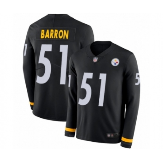 Youth Pittsburgh Steelers 51 Mark Barron Limited Black Therma Long Sleeve Football Jersey