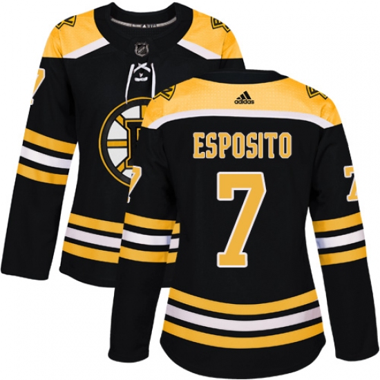 Women's Adidas Boston Bruins 7 Phil Esposito Authentic Black Home NHL Jersey