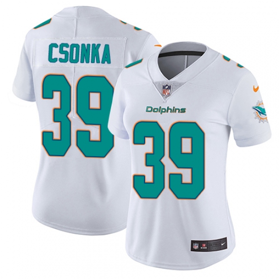 Women's Nike Miami Dolphins 39 Larry Csonka Elite White NFL Jersey