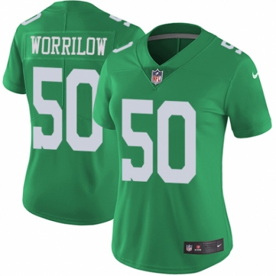 Women's Nike Philadelphia Eagles 50 Paul Worrilow Limited Green Rush Vapor Untouchable NFL Jersey