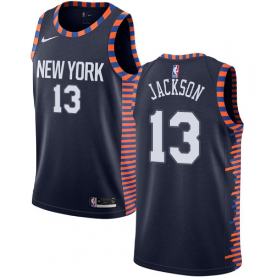 Women's Nike New York Knicks 13 Mark Jackson Swingman Navy Blue NBA Jersey - 2018 19 City Edition