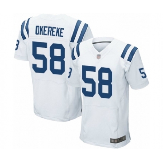 Men's Indianapolis Colts 58 Bobby Okereke Elite White Football Jersey