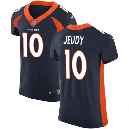 Men's Denver Broncos 10 Jerry Jeudy Navy Blue Alternate Stitched New Elite Jersey
