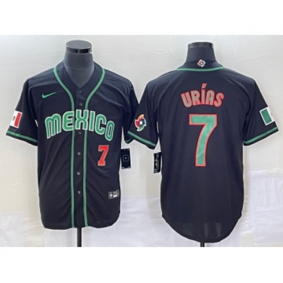 Men's Mexico Baseball 7 Julio Urias Number 2023 Black World Classic Stitched Jersey5