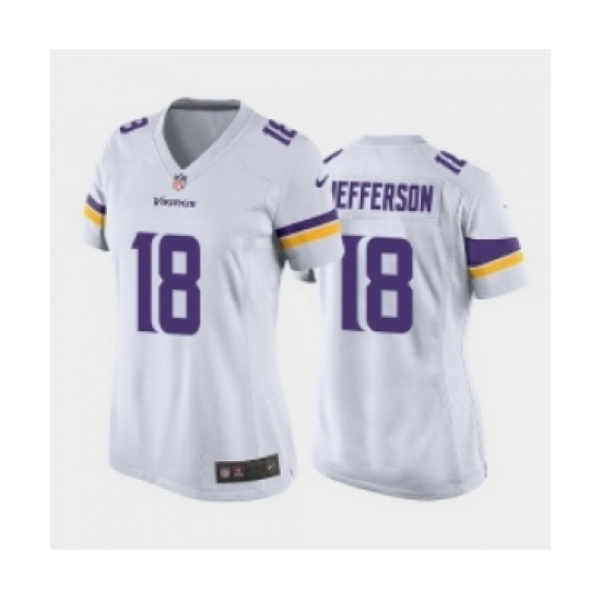 Women's Minnesota Vikings 18 Justin Jefferson White game jersey
