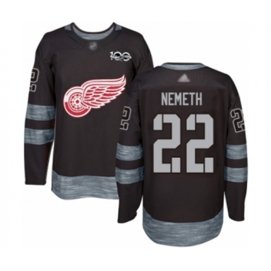 Men's Detroit Red Wings 22 Patrik Nemeth Authentic Black 1917-2017 100th Anniversary Hockey Jersey
