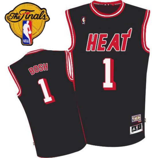 Men's Adidas Miami Heat 1 Chris Bosh Swingman Black Hardwood Classic NBA Jersey