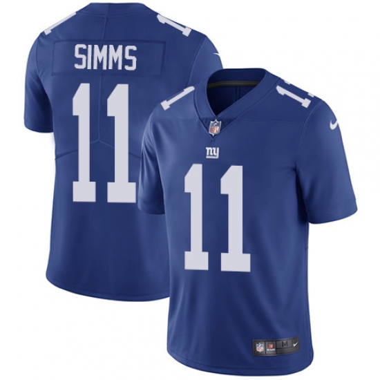 Men's Nike New York Giants 11 Phil Simms Royal Blue Team Color Vapor Untouchable Limited Player NFL Jersey