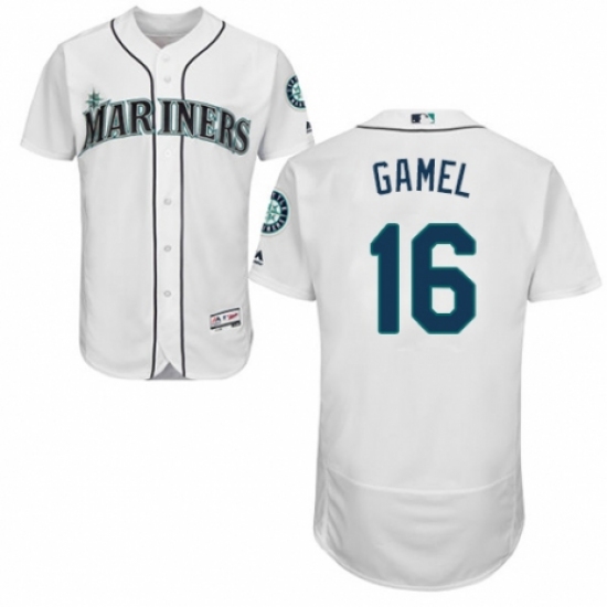 Men's Majestic Seattle Mariners 16 Ben Gamel White Home Flex Base Authentic Collection MLB Jersey