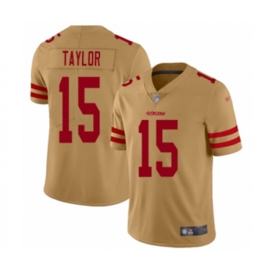 Men's San Francisco 49ers 15 Trent Taylor Limited Gold Inverted Legend Football Jersey