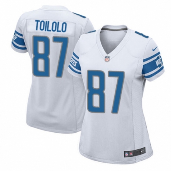 Women's Nike Detroit Lions 87 Levine Toilolo Game White NFL Jersey