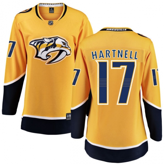 Women's Nashville Predators 17 Scott Hartnell Fanatics Branded Gold Home Breakaway NHL Jersey