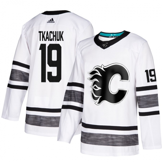 Men's Adidas Calgary Flames 19 Matthew Tkachuk White 2019 All-Star Game Parley Authentic Stitched NHL Jersey