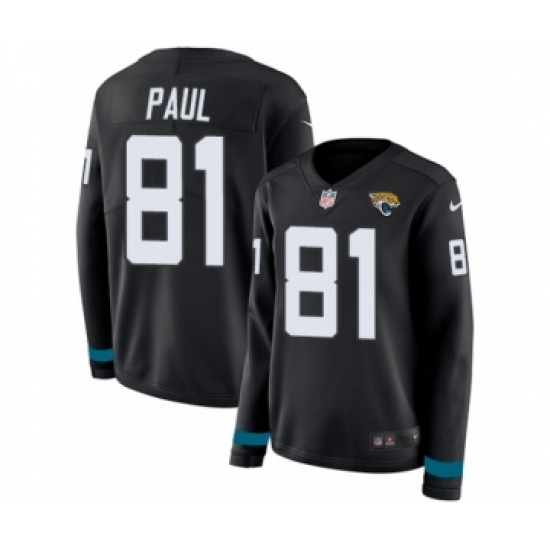 Women's Nike Jacksonville Jaguars 81 Niles Paul Limited Black Therma Long Sleeve NFL Jersey