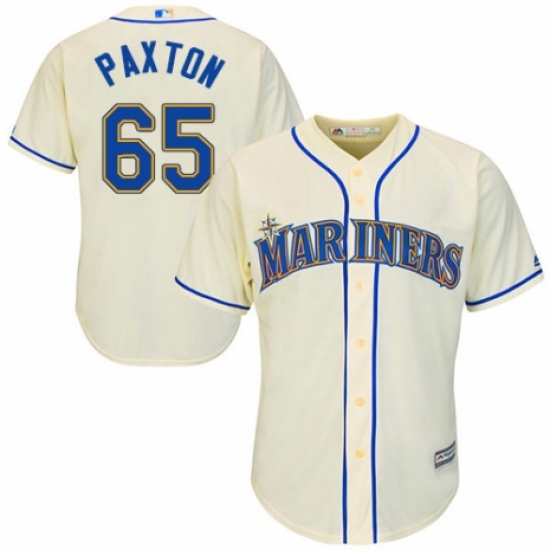 Men's Majestic Seattle Mariners 65 James Paxton Replica Cream Alternate Cool Base MLB Jersey