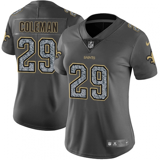 Women's Nike New Orleans Saints 29 Kurt Coleman Gray Static Vapor Untouchable Limited NFL Jersey