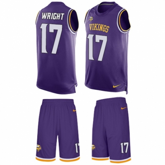 Men's Nike Minnesota Vikings 17 Kendall Wright Limited Purple Tank Top Suit NFL Jersey
