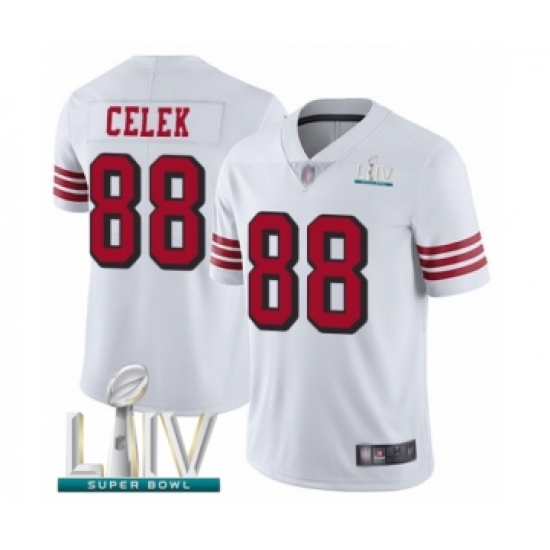 Men's San Francisco 49ers 88 Garrett Celek Limited White Rush Vapor Untouchable Super Bowl LIV Bound Football Jersey