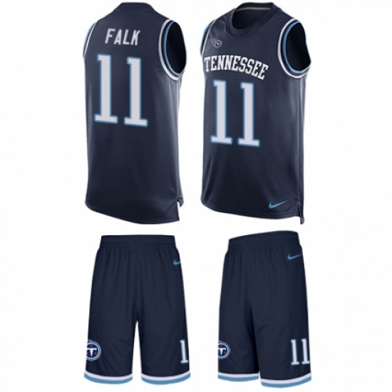 Men's Nike Tennessee Titans 11 Luke Falk Limited Navy Blue Tank Top Suit NFL Jersey