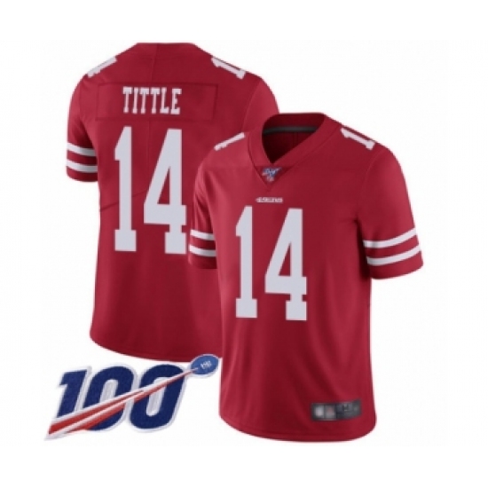 Youth San Francisco 49ers 14 Y.A. Tittle Red Team Color Vapor Untouchable Limited Player 100th Season Football Jersey