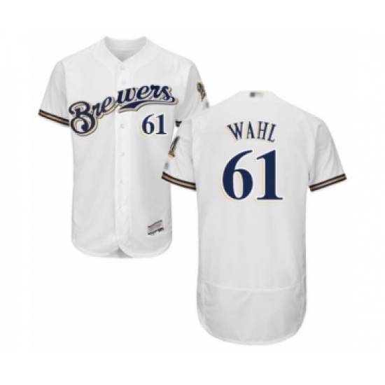 Men's Milwaukee Brewers 61 Bobby Wahl White Alternate Flex Base Authentic Collection Baseball Player Jersey