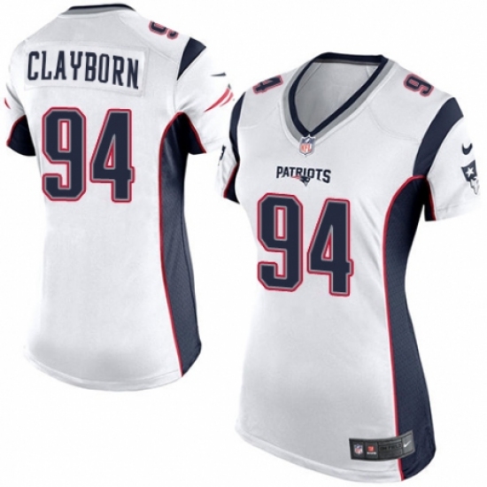 Women's Nike New England Patriots 94 Adrian Clayborn Game White NFL Jersey