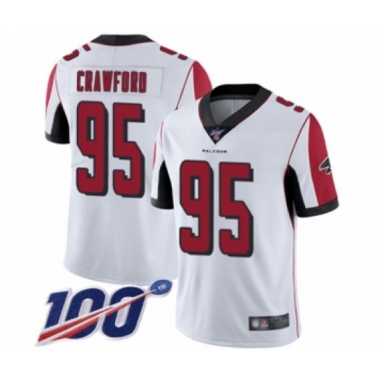 Men's Atlanta Falcons 95 Jack Crawford White Vapor Untouchable Limited Player 100th Season Football Jersey
