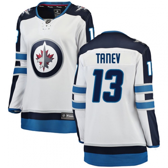 Women's Winnipeg Jets 13 Brandon Tanev Fanatics Branded White Away Breakaway NHL Jersey