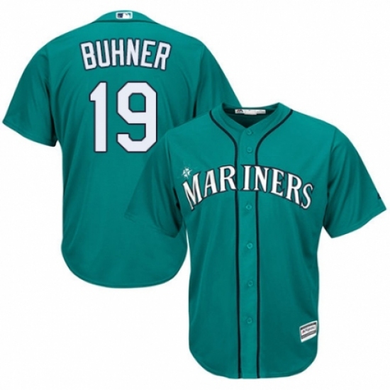Youth Majestic Seattle Mariners 19 Jay Buhner Replica Teal Green Alternate Cool Base MLB Jersey