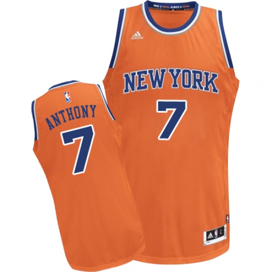 Men's Adidas New York Knicks 7 Carmelo Anthony Swingman Orange Alternate NBA Jersey
