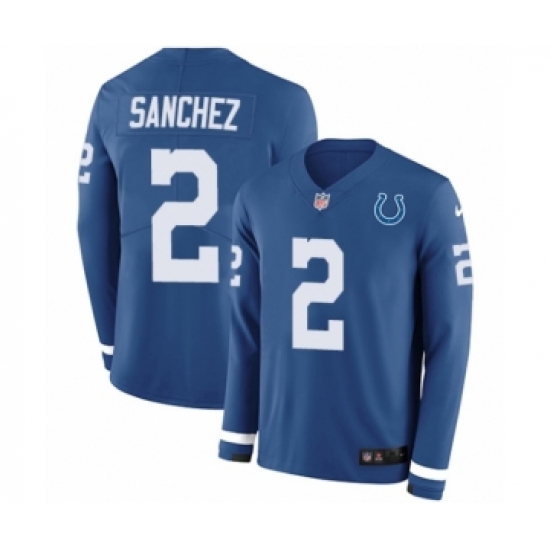 Men's Nike Indianapolis Colts 2 Rigoberto Sanchez Limited Blue Therma Long Sleeve NFL Jersey