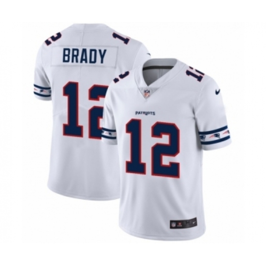Men's New England Patriots 12 Tom Brady White Team Logo Cool Edition Jersey