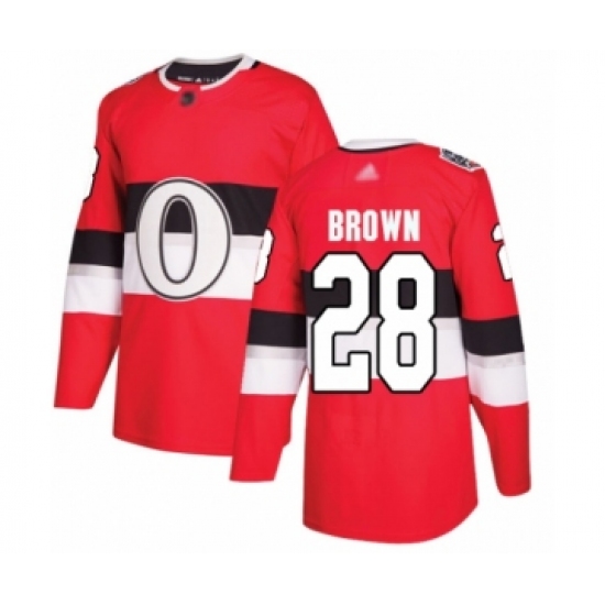 Youth Ottawa Senators 28 Connor Brown Authentic Red 2017 100 Classic Hockey Jersey