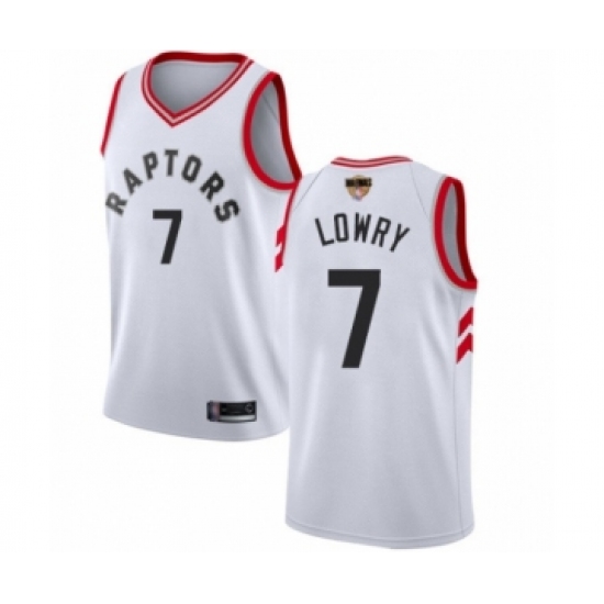 Youth Toronto Raptors 7 Kyle Lowry Swingman White 2019 Basketball Finals Bound Jersey - Association Edition