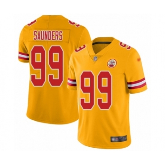 Men's Kansas City Chiefs 99 Khalen Saunders Limited Gold Inverted Legend Football Jersey