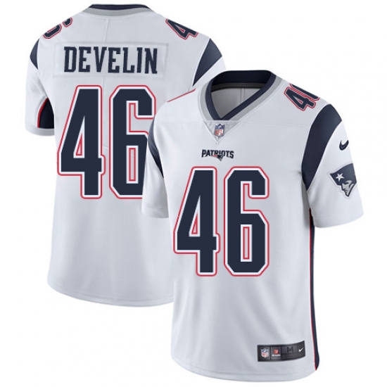 Men's Nike New England Patriots 46 James Develin White Vapor Untouchable Limited Player NFL Jersey