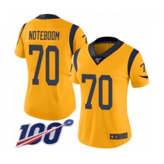 Women's Los Angeles Rams 70 Joseph Noteboom Limited Gold Rush Vapor Untouchable 100th Season Football Jersey