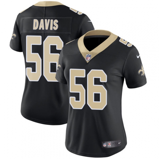 Women's Nike New Orleans Saints 56 DeMario Davis Black Team Color Vapor Untouchable Limited Player NFL Jersey