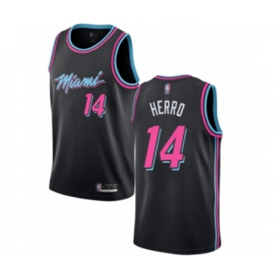 Men's Miami Heat 14 Tyler Herro Authentic Black Basketball Jersey - City Edition