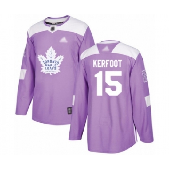 Youth Toronto Maple Leafs 15 Alexander Kerfoot Authentic Purple Fights Cancer Practice Hockey Jersey